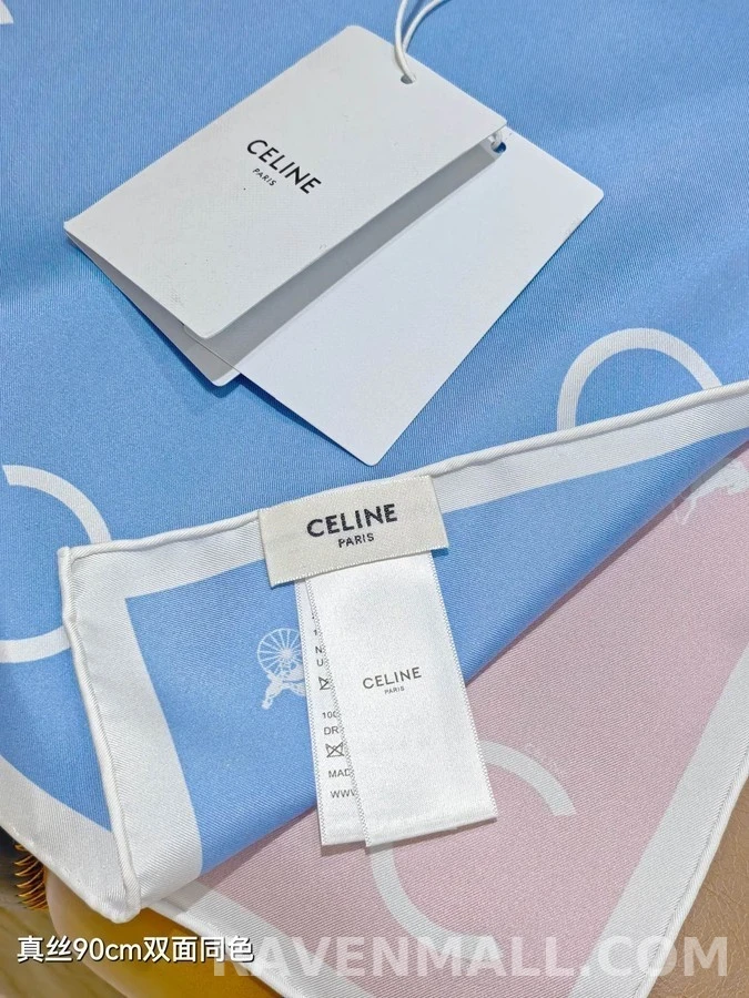 셀린느 셀린느 쿼드 컬러 블록 홀스 모티프 스카프 상세 이미지