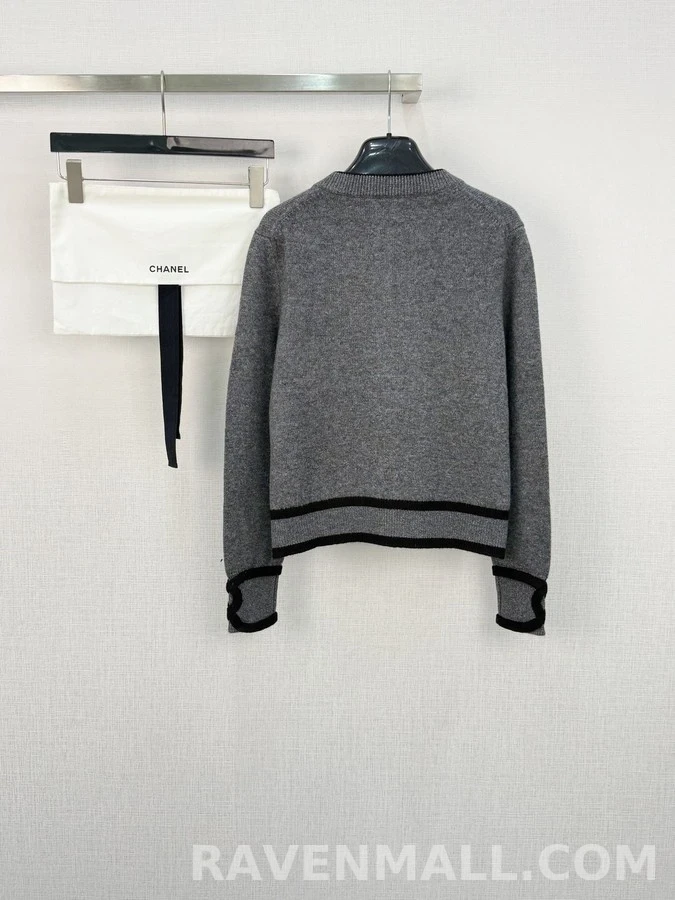 샤넬 샤넬 컬러블록 금장 버튼 가디건 상세 이미지