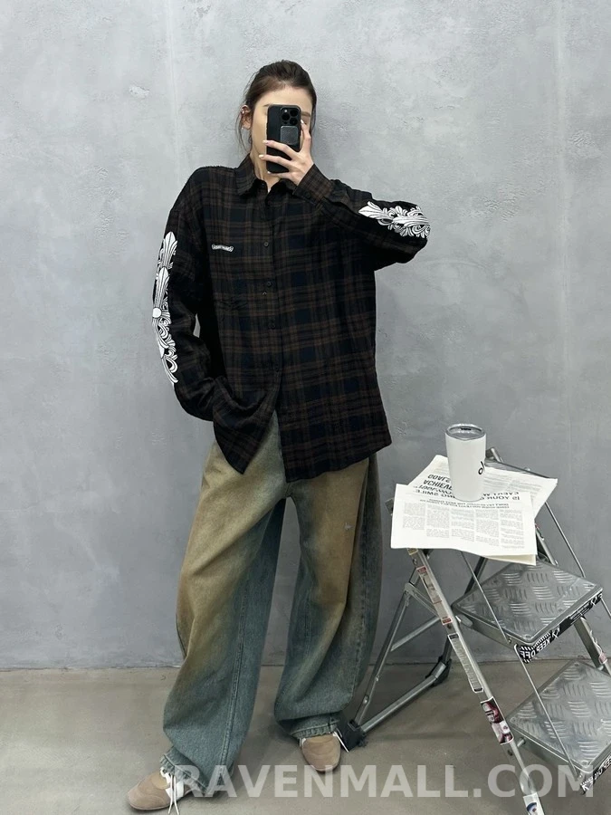 크롬하츠 크롬하츠 패턴 체크 셔츠 상세 이미지