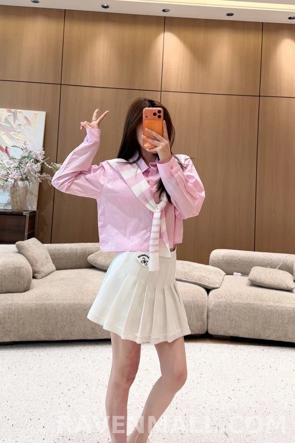 샤넬 샤넬 스트라이프 숄 투피스 셔츠 상세 이미지