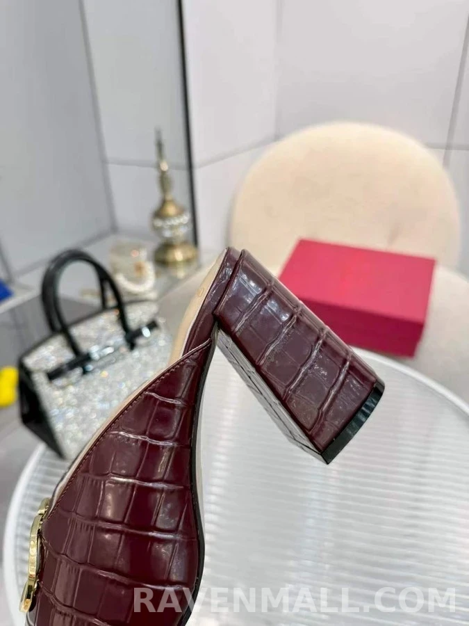 발렌티노 발렌티노 V 로고 크록 엠보 뮬 상세 이미지