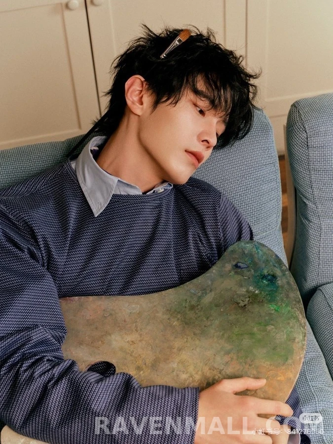 미우미우 미우미우 감색 자카드 긴팔 티셔츠 상세 이미지