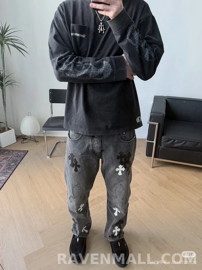 크롬하츠 크롬하츠 팔 불꽃 긴팔 티셔츠 상세 이미지
