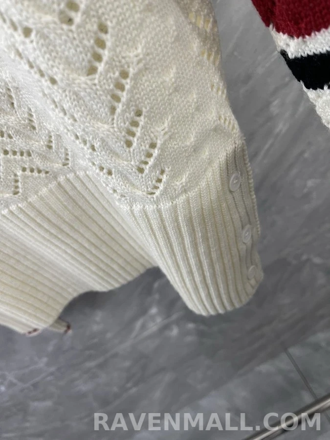 톰브라운 톰브라운 오픈워크 스트라이프 풀오버 니트 상세 이미지