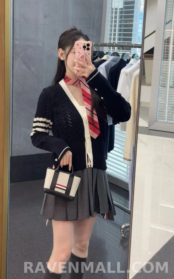 톰브라운 톰브라운 오픈워크 스트라이프 가디건 상세 이미지