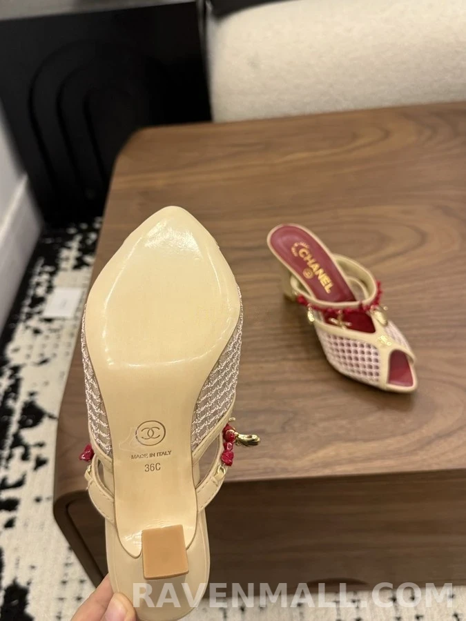 샤넬 샤넬 메쉬 코랄 참 뮬 힐 상세 이미지