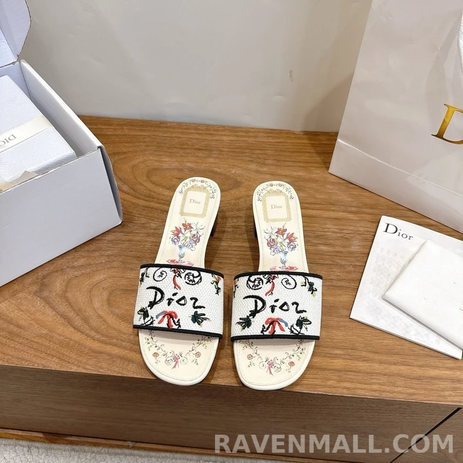 디올 디올 자수 블록힐 샌들 상세 이미지