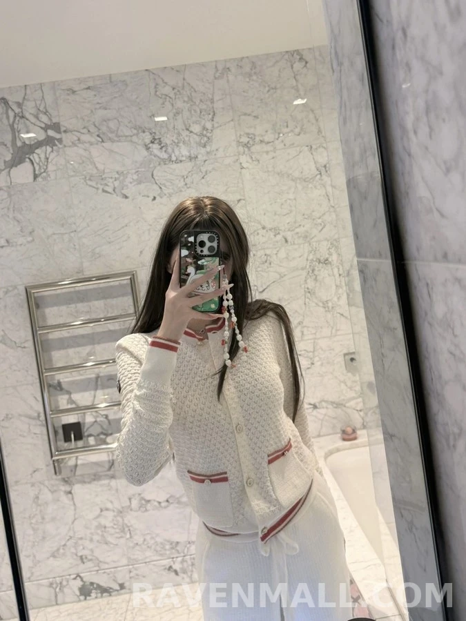 샤넬 샤넬 배색 트리밍 오픈워크 니트 가디건 상세 이미지