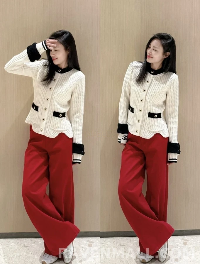 샤넬 샤넬 배색 로고 가디건 상세 이미지