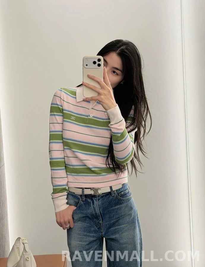 셀린느 셀린느 컬러 스트라이프 긴팔 폴로셔츠 상세 이미지