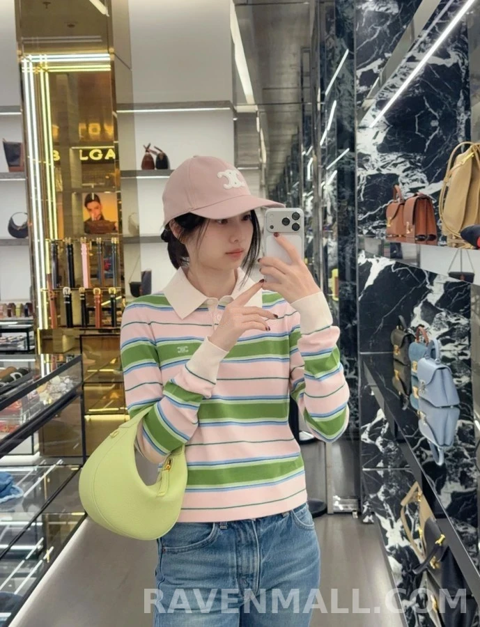 셀린느 셀린느 컬러 스트라이프 긴팔 폴로셔츠 상세 이미지