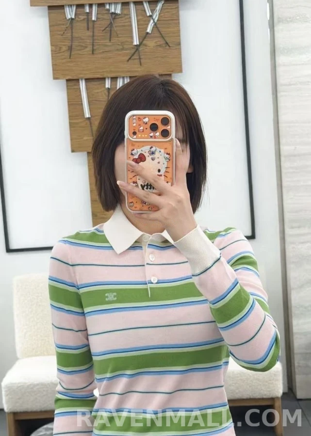 셀린느 셀린느 컬러 스트라이프 긴팔 폴로셔츠 상세 이미지