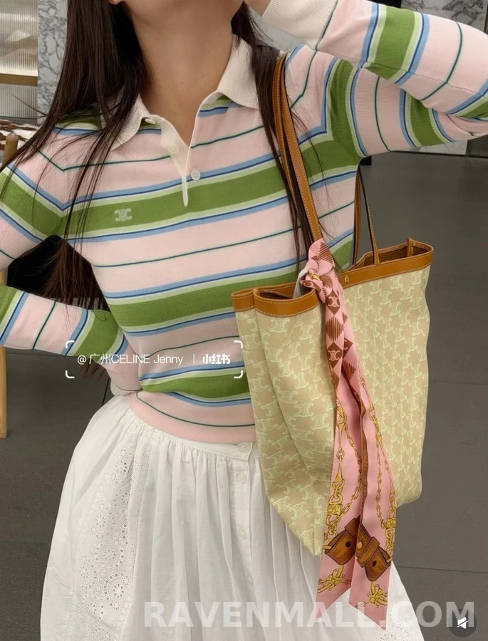 셀린느 셀린느 컬러 스트라이프 긴팔 폴로셔츠 상세 이미지