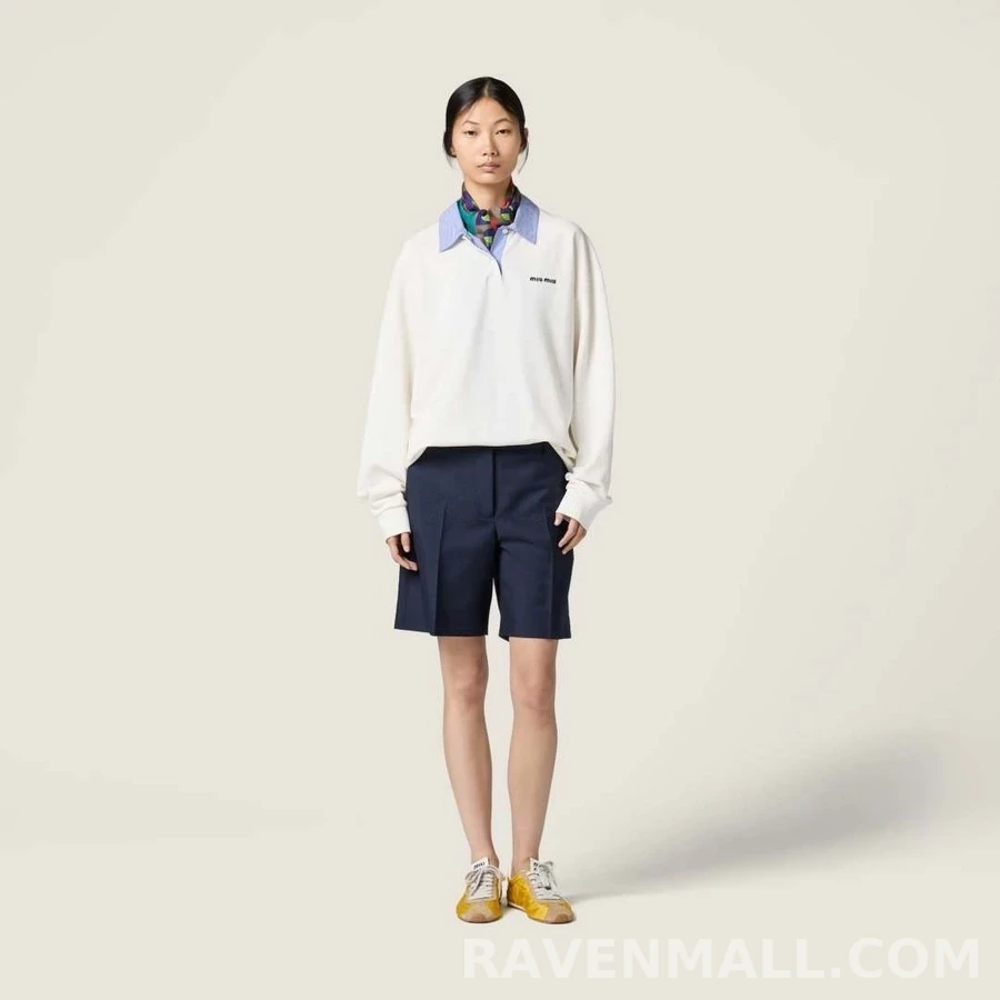 미우미우 미우미우 체크 카라 로고 긴팔 폴로 상세 이미지