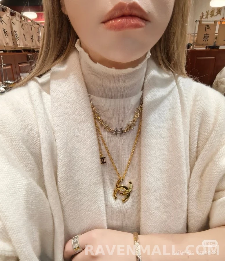 샤넬 샤넬 로고 투톤 체인 목걸이 상세 이미지
