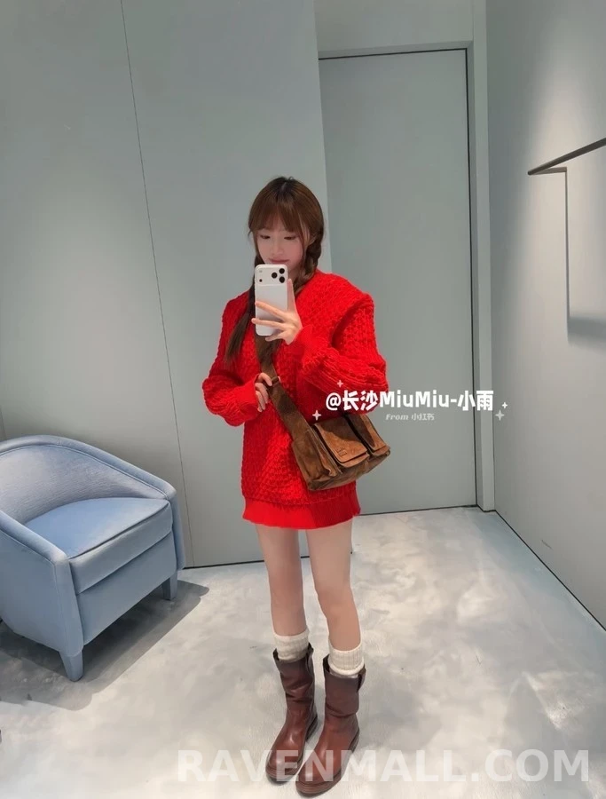 미우미우 미우미우 오픈워크 브이넥 니트 상세 이미지