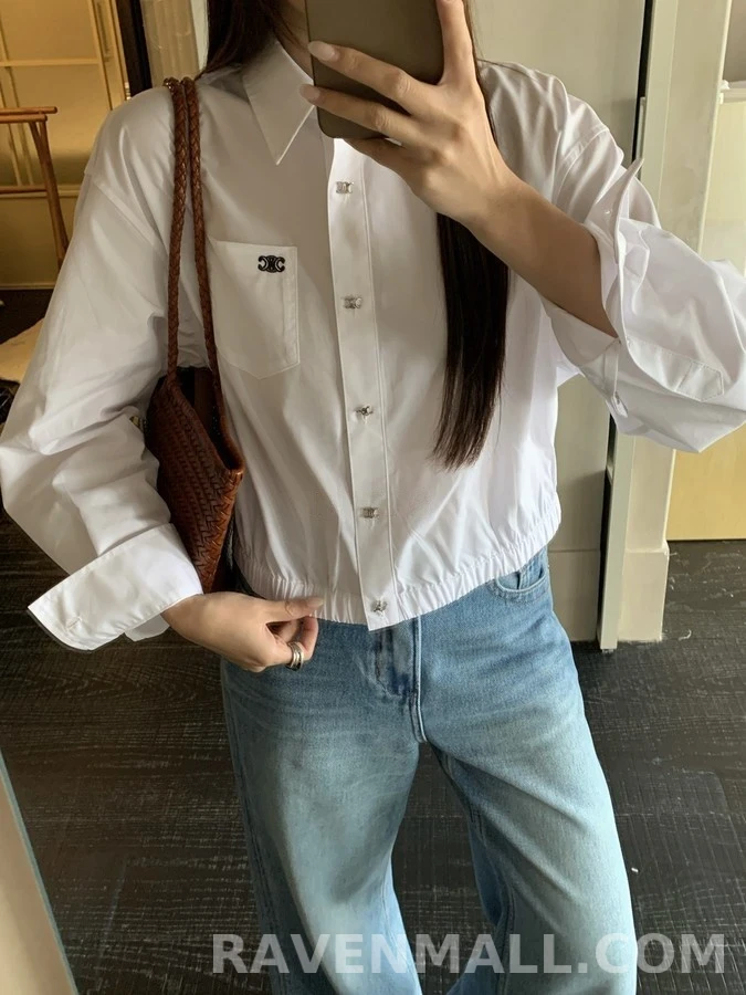 셀린느 셀린느 트리옹프 버튼 크롭 셔츠 상세 이미지