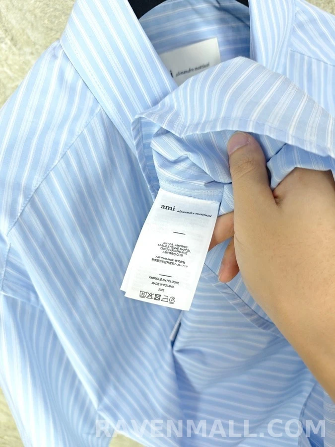 아미 아미 자수 스트라이프 셔츠 상세 이미지