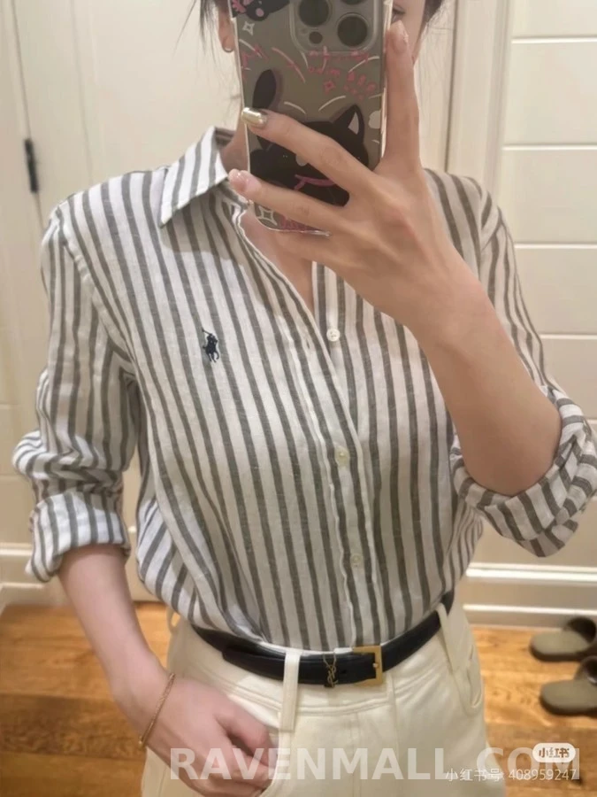 폴로 랄프 로렌 폴로 랄프 로렌 스트라이프 코튼 셔츠 상세 이미지