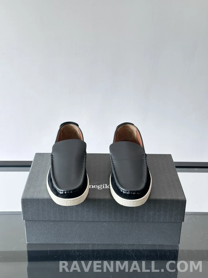 제냐 제냐 가죽 스웨이드 패널 로퍼 상세 이미지