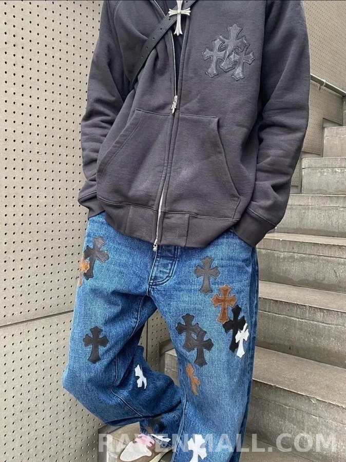 크롬하츠 크롬하츠 크로스 가죽 패치 후드 집업 상세 이미지