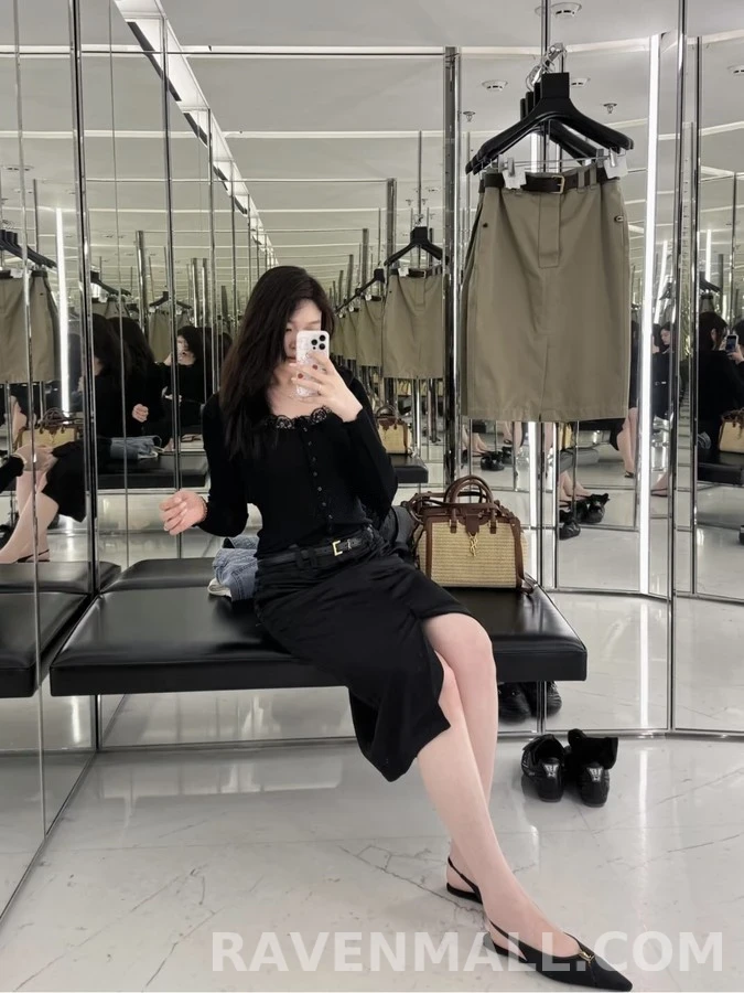 생로랑 세인트로랑 레이스 트림 긴팔 티셔츠 상세 이미지