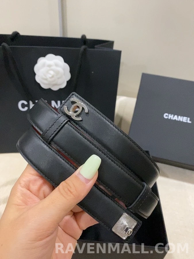 샤넬 샤넬 더블 C 로고 가죽 벨트 상세 이미지