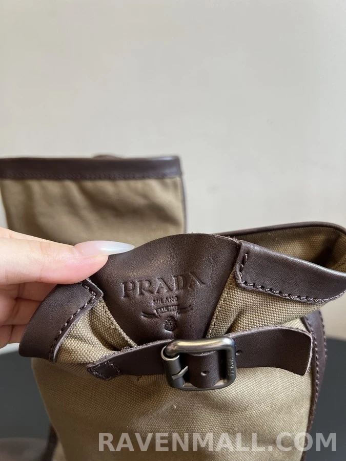 프라다 프라다 캔버스 가죽 버클 롱부츠 상세 이미지