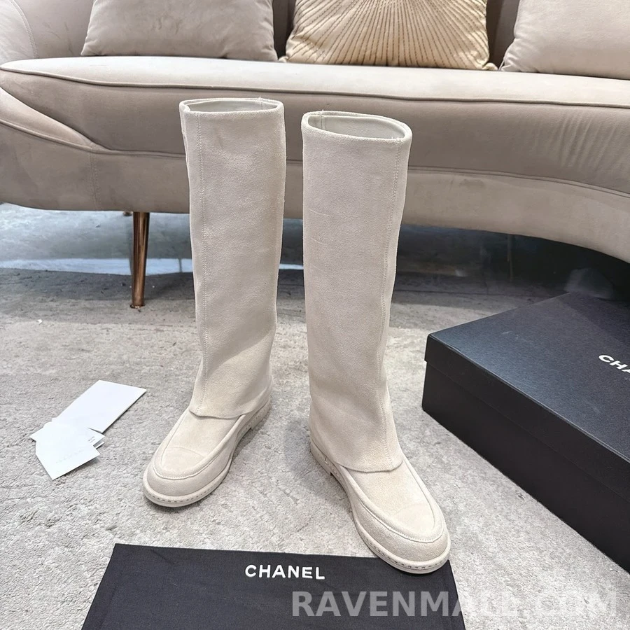 샤넬 샤넬 더블 C 스웨이드 롱 부츠 상세 이미지