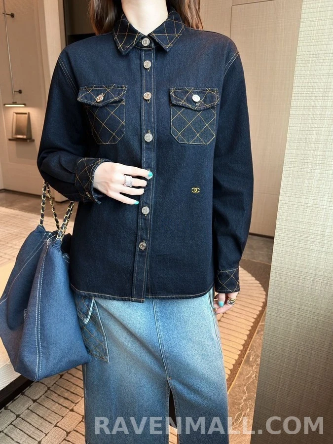 샤넬 샤넬 퀼팅 데님 셔츠 상세 이미지