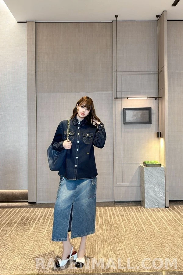 샤넬 샤넬 퀼팅 데님 셔츠 상세 이미지