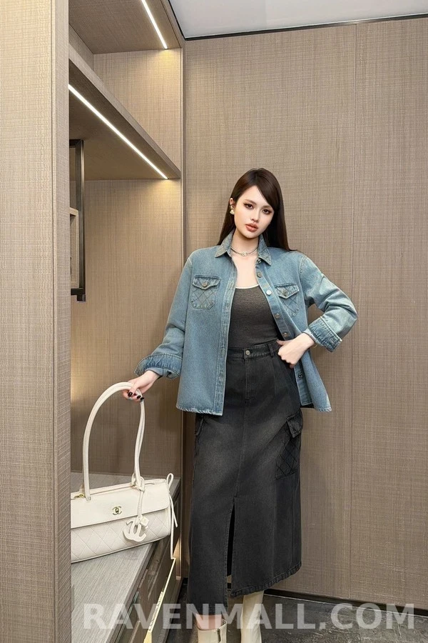 샤넬 샤넬 퀼팅 데님 셔츠 상세 이미지