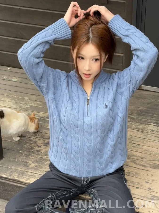 폴로 랄프 로렌 폴로 랄프 로렌 케이블 쿼터집 니트 상세 이미지