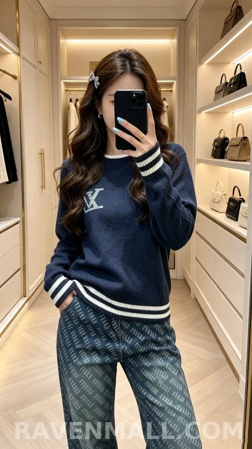 루이비통 루이비통 로고 스트라이프 니트 상세 이미지