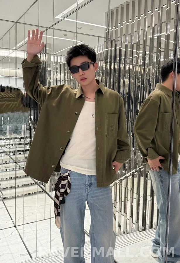 생로랑 세인트로랑 로고 자수 셔츠 상세 이미지