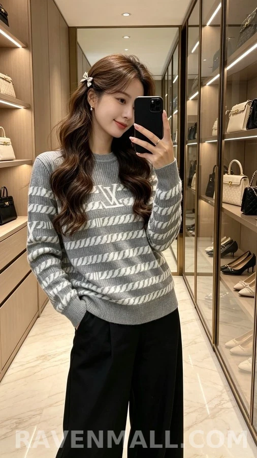 루이비통 루이비통 로고 스트라이프 니트 상세 이미지