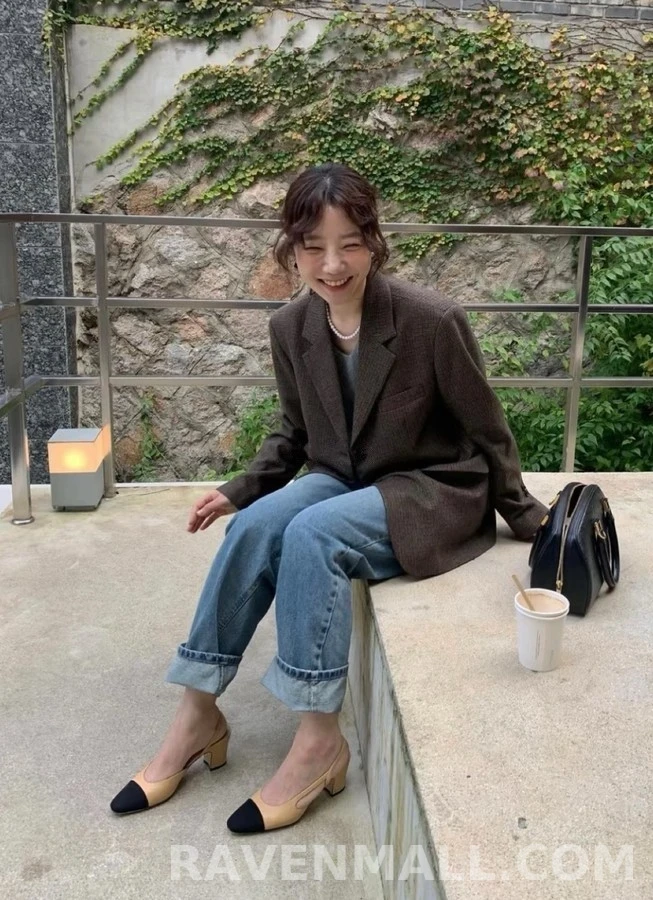 샤넬 샤넬 투톤 캡토 슬링백 힐 상세 이미지