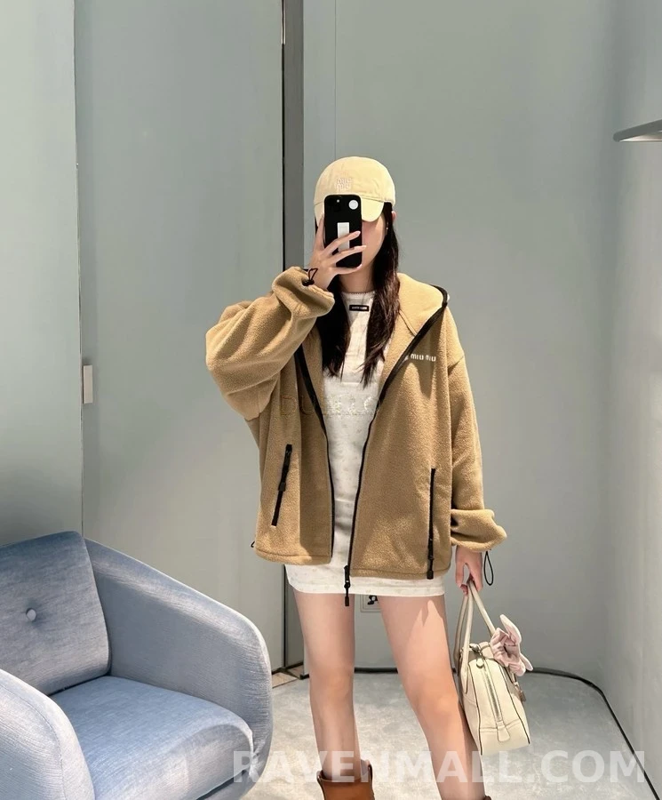 미우미우 미우미우 로고 플리스 후드 집업 상세 이미지