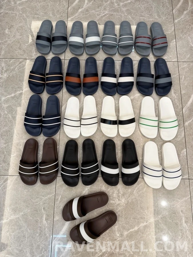 브루넬로 쿠치넬리 브루넬로 쿠치넬리 투톤 스트라이프 슬라이드 샌들 상세 이미지