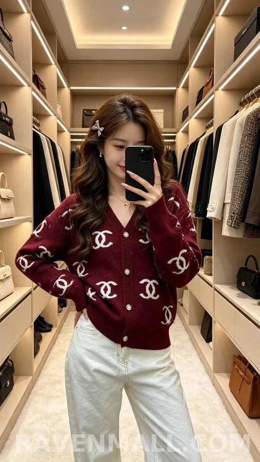 샤넬 샤넬 더블 C 로고 자수 가디건 상세 이미지