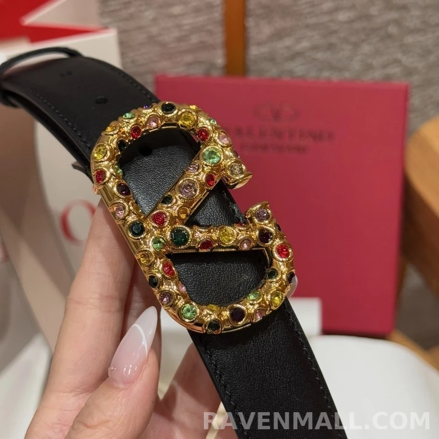 발렌티노 발렌티노 크리스탈 V로고 벨트 상세 이미지