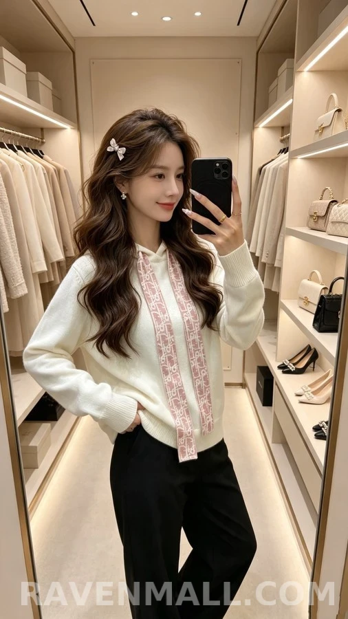 디올 디올 모노그램 드로스트링 니트 후드 상세 이미지