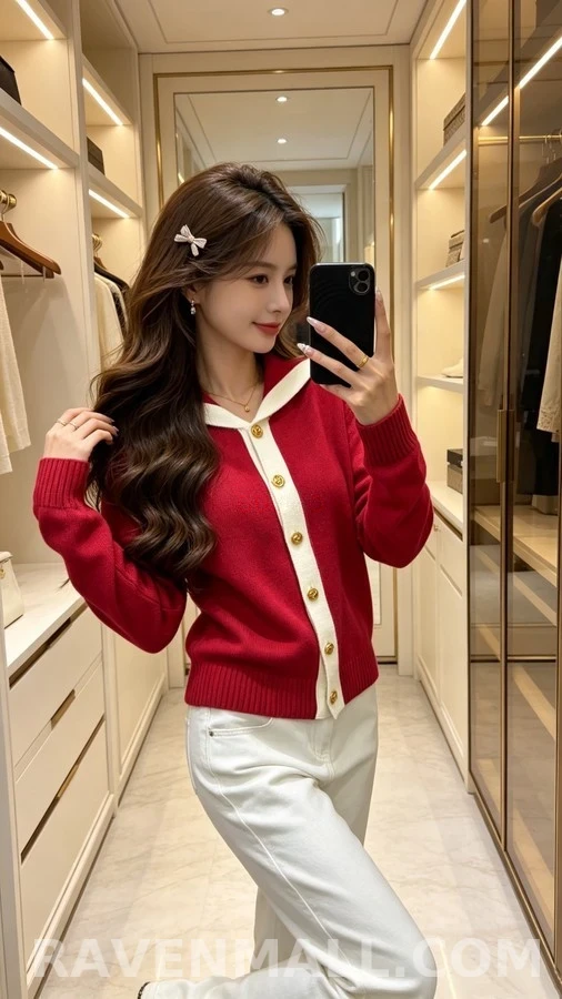 샤넬 샤넬 배색 세일러 카라 가디건 상세 이미지