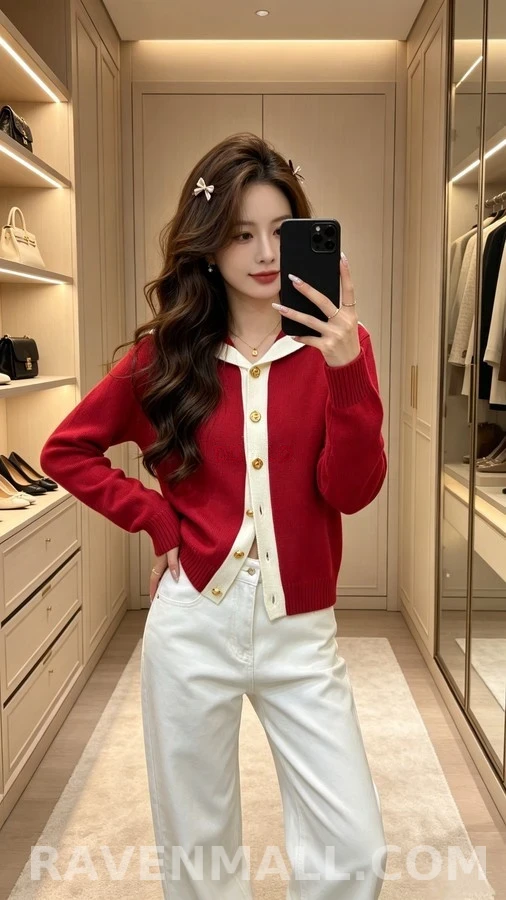 샤넬 샤넬 배색 세일러 카라 가디건 상세 이미지
