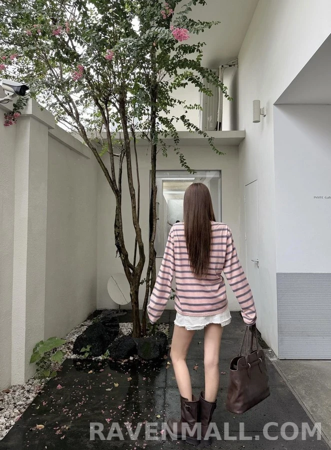 프라다 프라다 로고 스트라이프 긴팔 티셔츠 상세 이미지