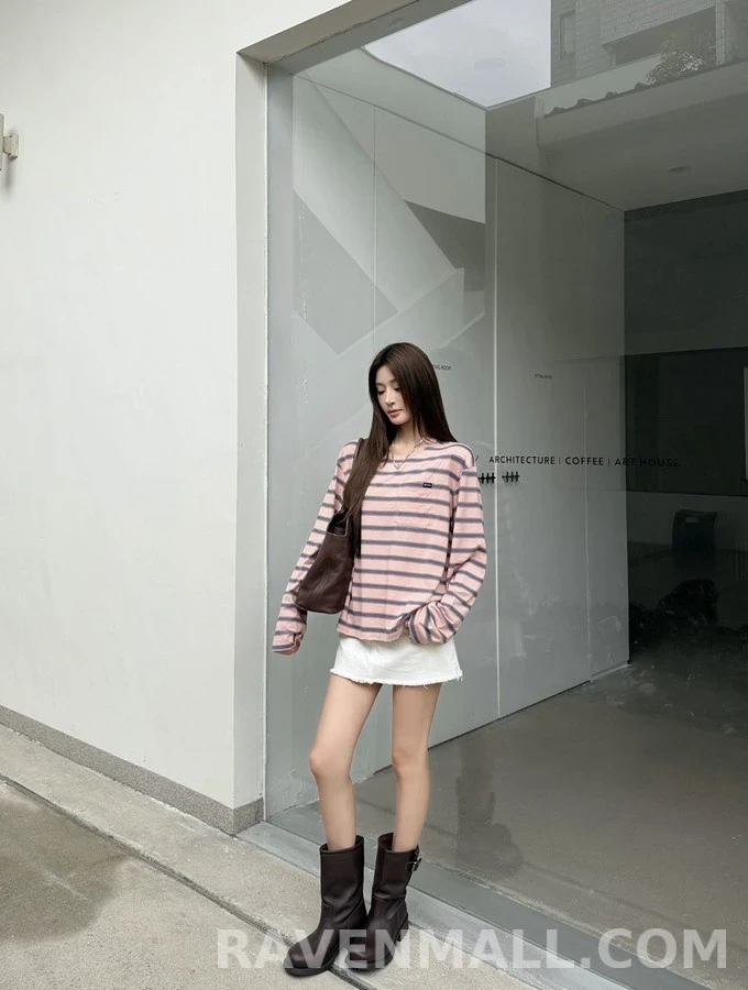 프라다 프라다 로고 스트라이프 긴팔 티셔츠 상세 이미지