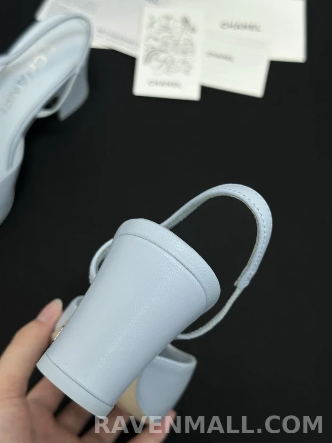 샤넬 샤넬 투톤 블록힐 슬링백 상세 이미지