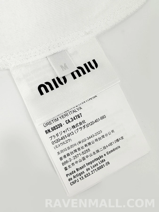 미우미우 미우미우 로고 크롭 폴로 긴팔 티셔츠 상세 이미지