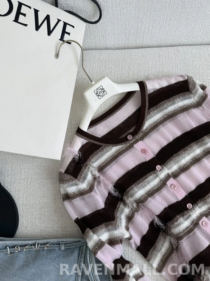 로에베 로에베 스트라이프 프린지 가디건 상세 이미지
