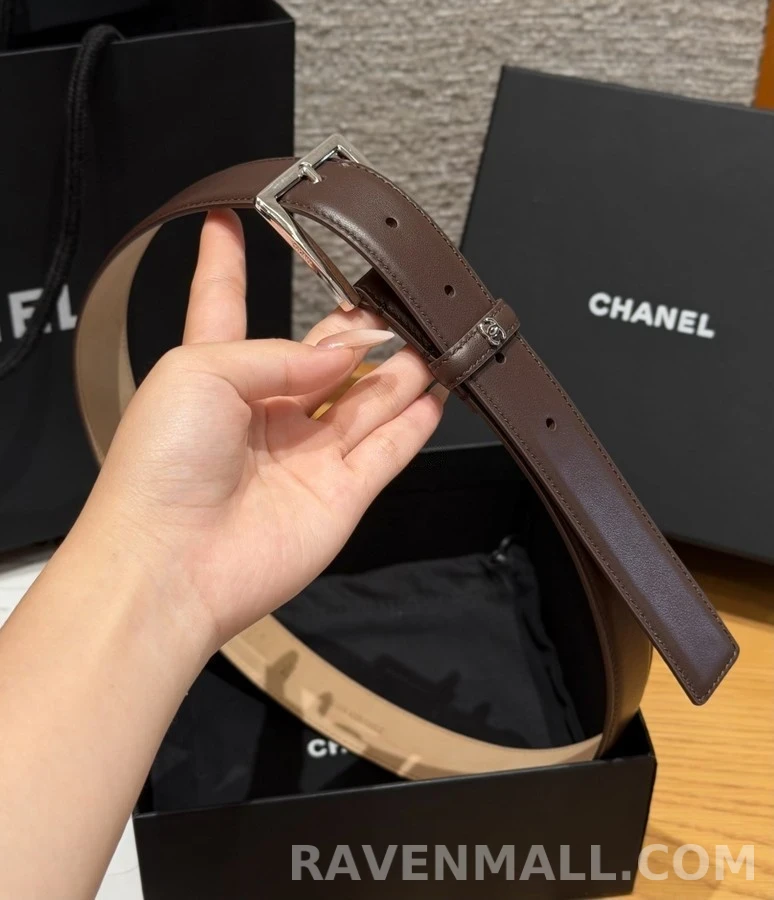 샤넬 샤넬 더블 C 로고 가죽 벨트 상세 이미지